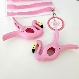 Beach Towel Clips Set of Two Two's Company Flamingo